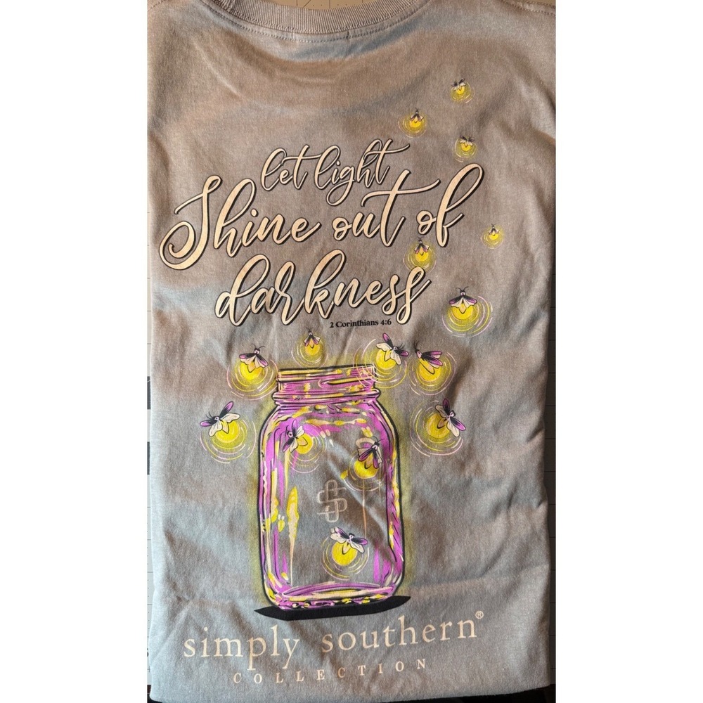 Simply Southern Let Light Shine Firefly Jar Mineral Wash Graphic Tee NWT. XXL